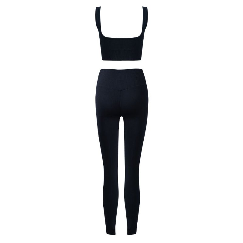 Women Fitness Sets Bra Crop Top + Pants Quickly-dry Yoga Gym Sports Set Hollow Out Workout Athletic Suit